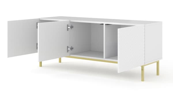 FURNLUX TV-TELINE RAVENNA C VALKOINEN & KIILTÄVÄ PUHDAS VALKOINEN & KULTA 150CM