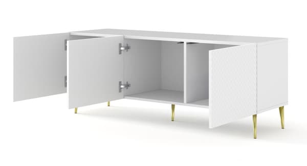 FURNLUX TV-BÄNK RAVENNA C VIT & BLANK REN VIT & GULD 150CM