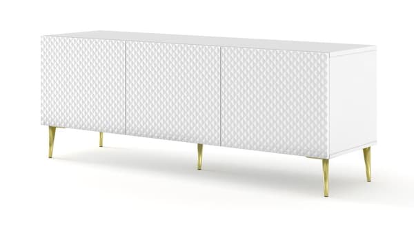FURNLUX TV-BÄNK RAVENNA C VIT & BLANK REN VIT & GULD 150CM
