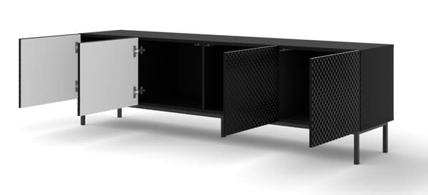FURNLUX TV-BORD RAVENNA C BLACK & GLOSSY BLACK 200CM
