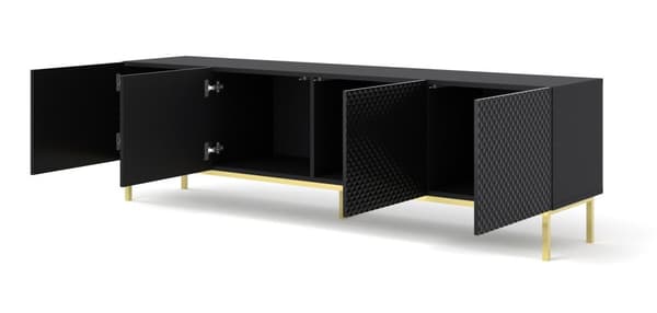 FURNLUX TV-TELINE RAVENNA C MUSTA & KIILTÄVÄ MUSTA & KULTA 200CM