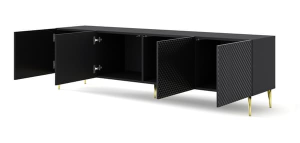 FURNLUX TV-TELINE RAVENNA C MUSTA & KIILTÄVÄ MUSTA & KULTA 200CM