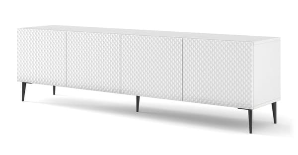 FURNLUX TV-BORD RAVENNA C WHITE & GLOSSY PURE WHITE & BLACK 200CM