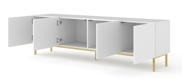 FURNLUX TV-BÄNK RAVENNA C VIT & BLANK REN VIT & GULD 200CM