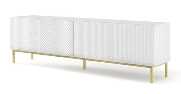 FURNLUX TV-BÄNK RAVENNA C VIT & BLANK REN VIT & GULD 200CM