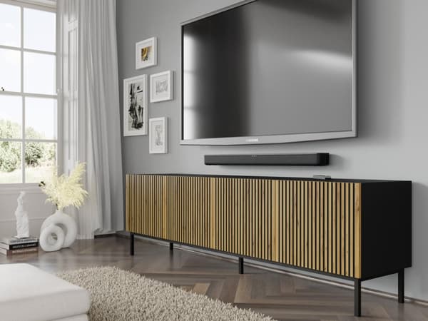 FURNLUX TV-BORD RAVENNA F SORT & BEIGE 200CM