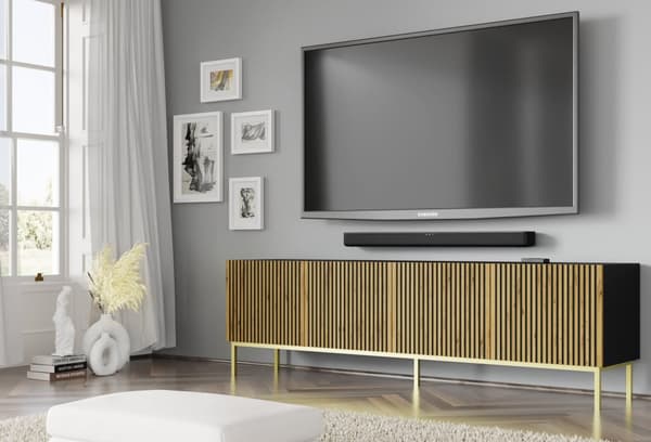 FURNLUX TV-BÄNK RAVENNA F SVART & BEIGE & GULD 200CM