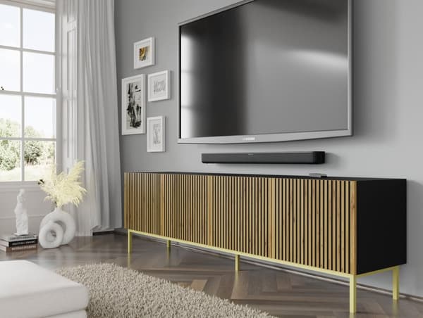 FURNLUX TV-BÄNK RAVENNA F SVART & BEIGE & GULD 200CM