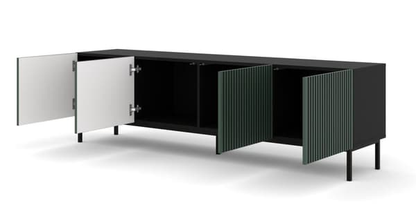 FURNLUX TV-BÄNK RAVENNA F SVART & MÖRKGRÖN 200CM