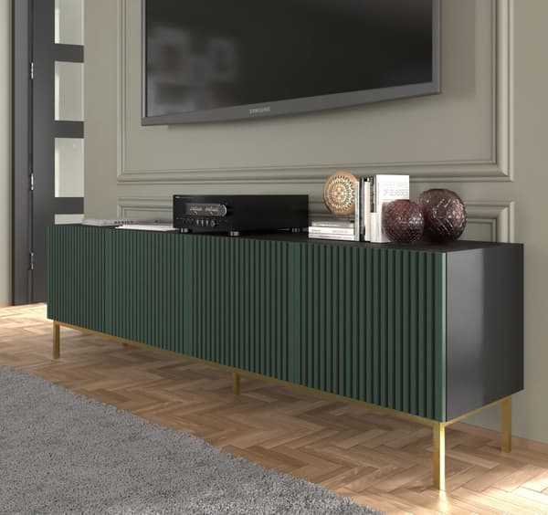 FURNLUX TV-TELINE RAVENNA F MUSTA & TUMMANVIHREÄ & KULTA 200CM