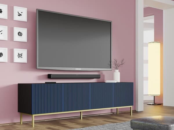FURNLUX TV-BÄNK RAVENNA F SVART & BLÅ & GULD 200CM
