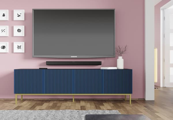 FURNLUX TV-BÄNK RAVENNA F SVART & BLÅ & GULD 200CM