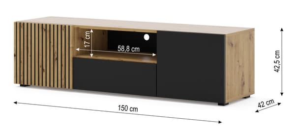 FURNLUX TV-BÄNK AURIS EK LJUS & SVART 150CM