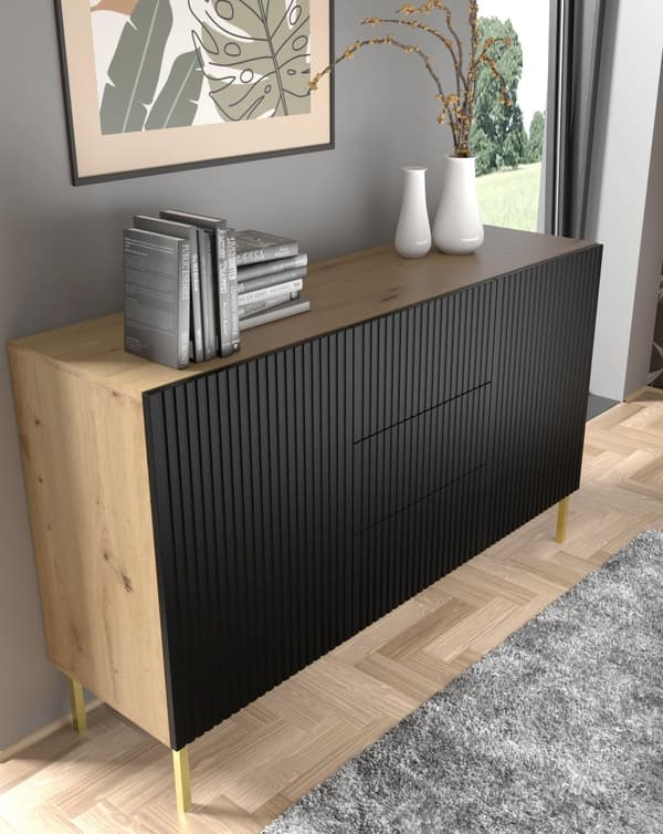 FURNLUX SIVUPÖYTÄ RAVENNA B BEIGE & MUSTA & KULTA 150CM