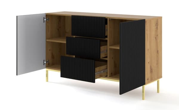 FURNLUX SIVUPÖYTÄ RAVENNA B BEIGE & MUSTA & KULTA 150CM
