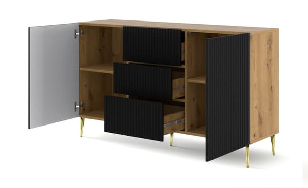 FURNLUX SKÄNK RAVENNA B BEIGE & SVART & GULD 150CM