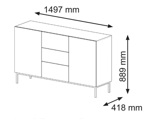FURNLUX SKÄNK RAVENNA B SVART 150CM