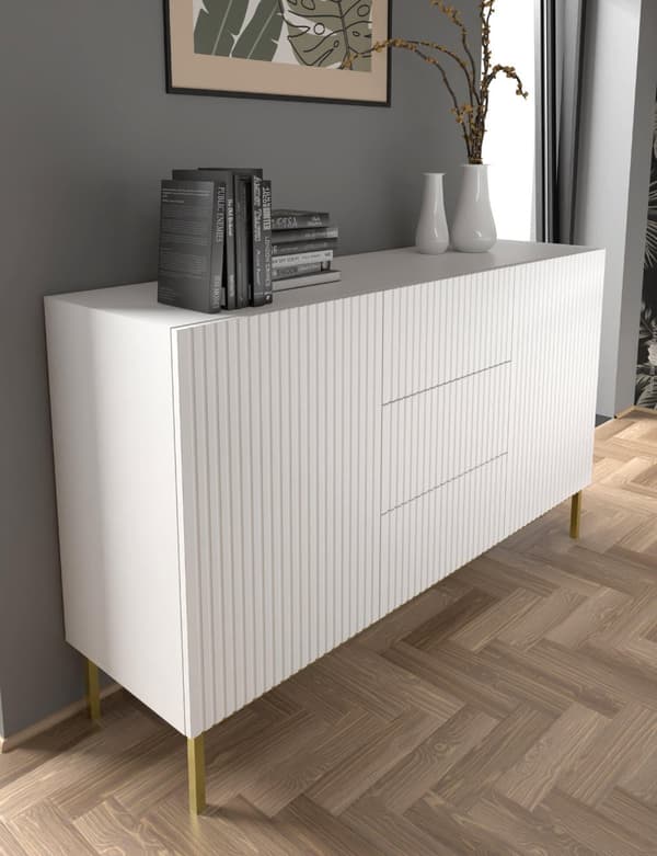 FURNLUX SKÆNK RAVENNA B HVID & GULD 150CM