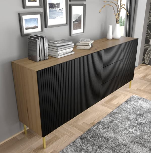 FURNLUX SKÄNK RAVENNA B BEIGE & SVART & GULD 200CM