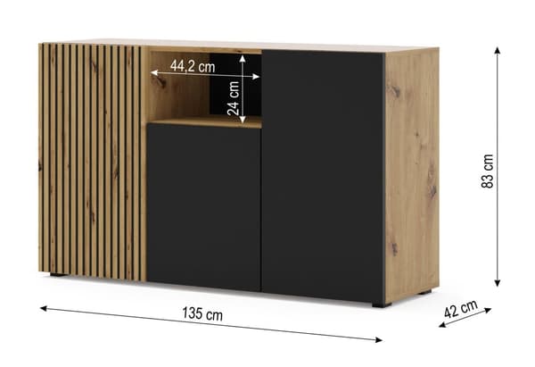 FURNLUX SIVUPÖYTÄ AURIS BEIGE & MUSTA 135CM