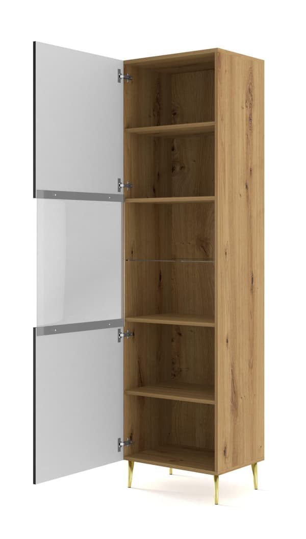 FURNLUX VITRINSKÅP RAVENNA B BEIGE & SVART & GULD 60CM