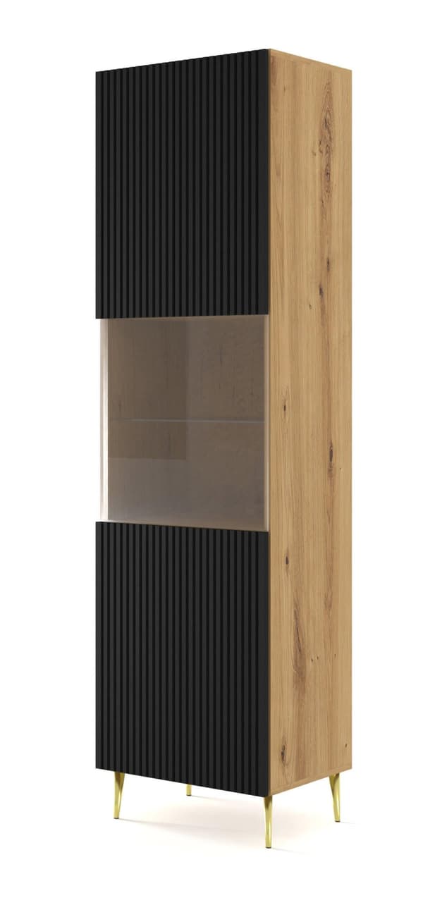 FURNLUX VITRINSKÅP RAVENNA B BEIGE & SVART & GULD 60CM