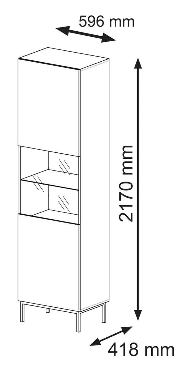 FURNLUX VITRINSKÅP RAVENNA B SVART & GULD 60CM