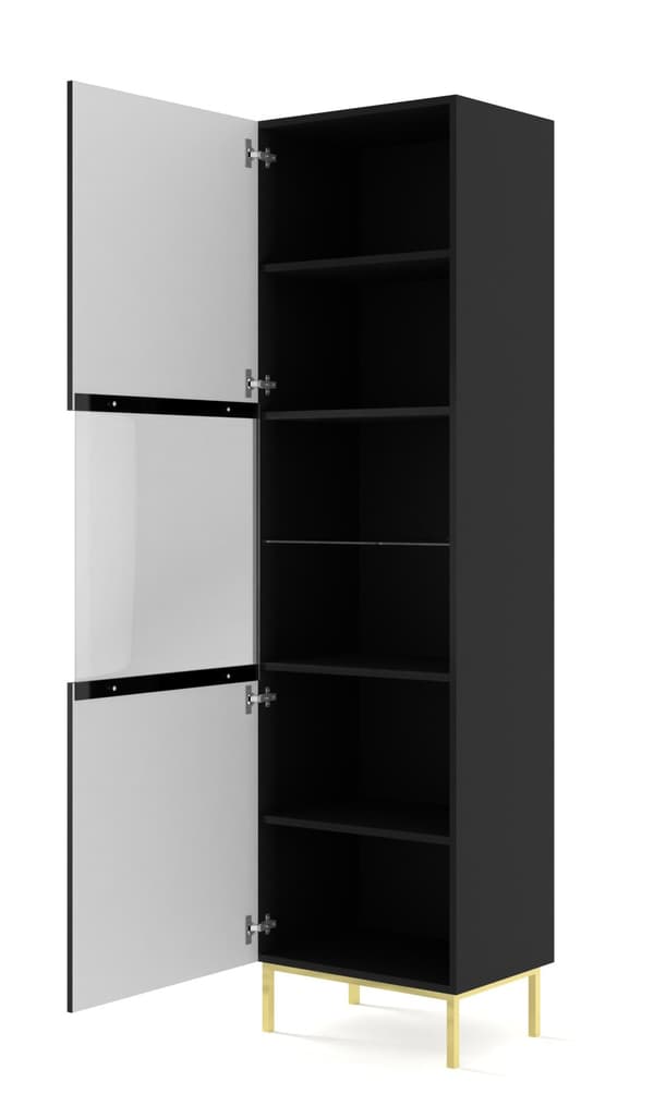 FURNLUX VITRINSKÅP RAVENNA B SVART & GULD 60CM