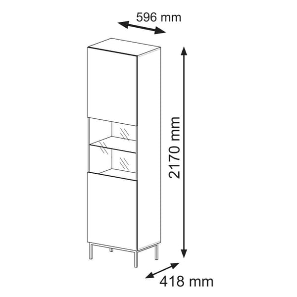 FURNLUX UTSTÄLLNINGSSKÅP RAVENNA B VIT & SVART 60CM