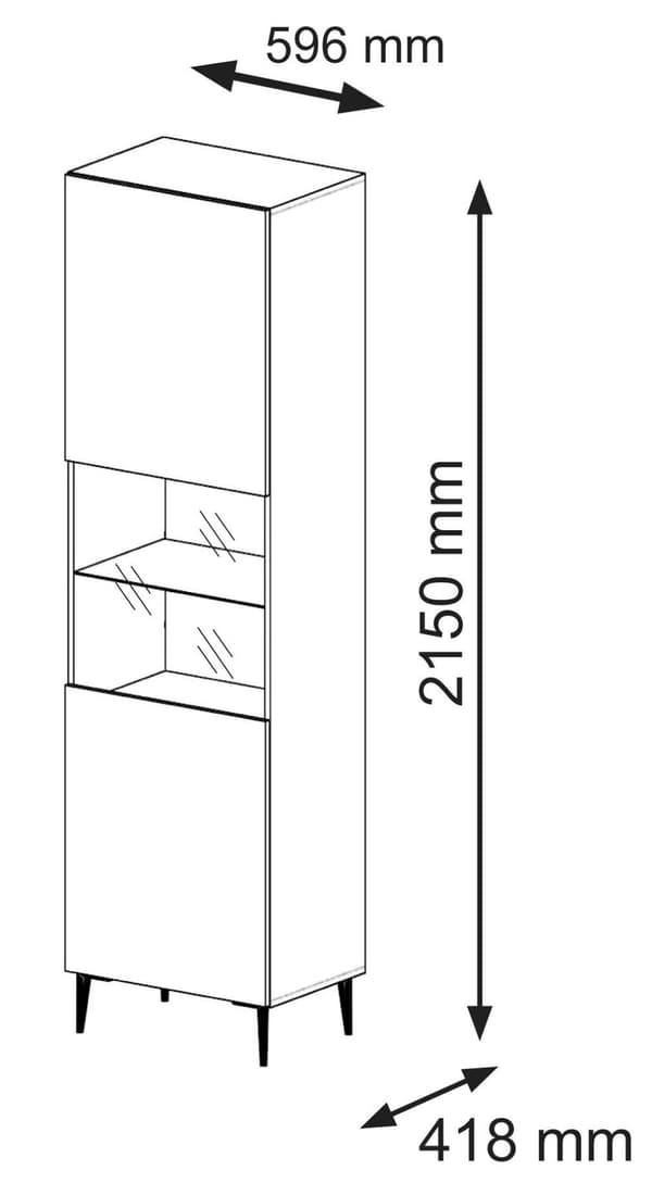 FURNLUX VITRIINI RAVENNA B VALKOINEN & MUSTA 60CM