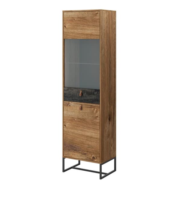 FURNLUX VITRINSKÅP MÖRK EK & GRAFIT 53CM