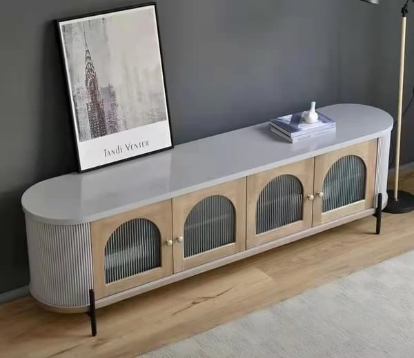 FURNLUX TV-STATIV STILIG LJUSGRÅ 200CM