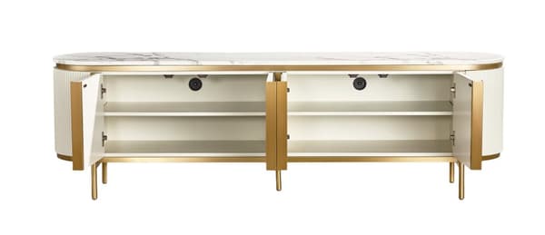 FURNLUX TV-BORD STILIG HVID & GULD 200CM