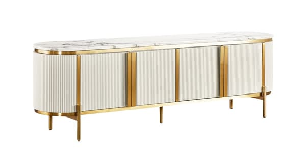 FURNLUX TV-BORD STILIG HVID & GULD 200CM