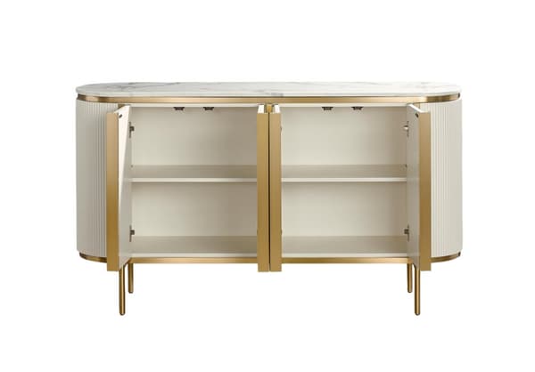 FURNLUX SKÄNK STILIG VIT & GULD 160CM