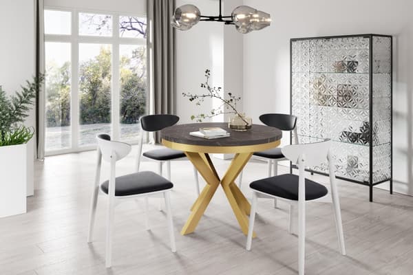 FURNLUX RUOKAPÖYTÄ EDDER BLACK & GOLD 120CM