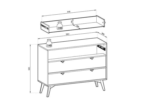 FURNLUX BYRÅ SKOGSBEIGE 106CM