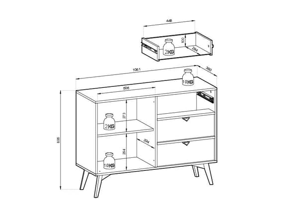 FURNLUX SKÄNK SKOG BEIGE & GRÖN 106CM
