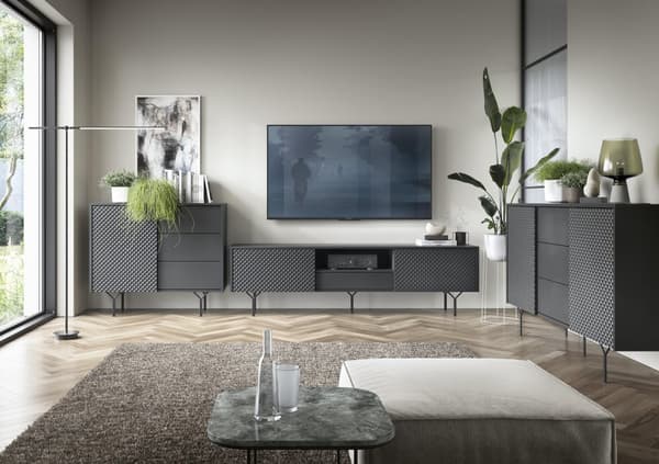 FURNLUX TV-TELINE RAVEN MUSTA 180CM