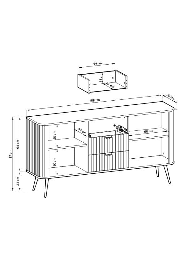 FURNLUX SKÄNK ZOVA BEIGE & SVART 168CM