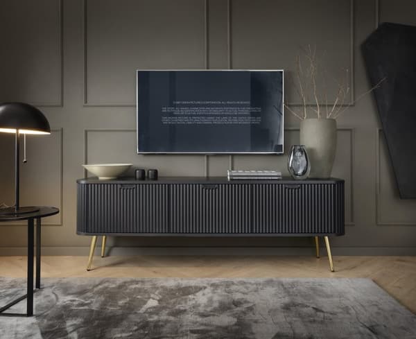 FURNLUX TV-TELINE ZOVA MUSTA & KULTA 168CM