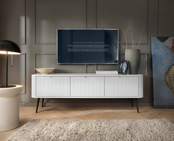 FURNLUX TV-TELINE ZOVA VALKOINEN & MUSTA 168CM