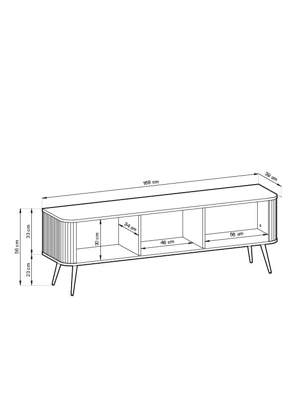 FURNLUX TV-TELINE ZOVA VALKOINEN & MUSTA 168CM