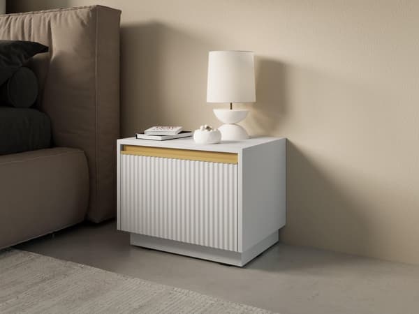 FURNLUX NATTDUKSBORD KUNGLIGT VITT & GULD 54CM