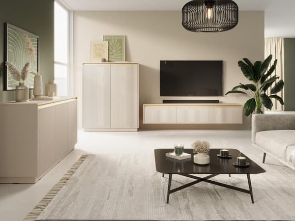 FURNLUX TV-BÄNK ROYAL BEIGE & GULD 180CM