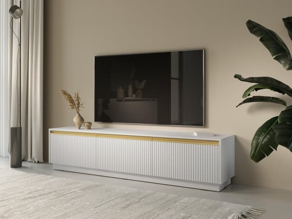 FURNLUX TV-BÄNK KUNGSVIT & GULD 180CM