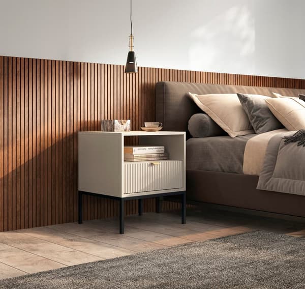 FURNLUX NATTDUKSBORD AVON BEIGE & SVART 54CM