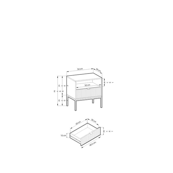 FURNLUX NATTDUKSBORD AVON BEIGE & SVART 54CM