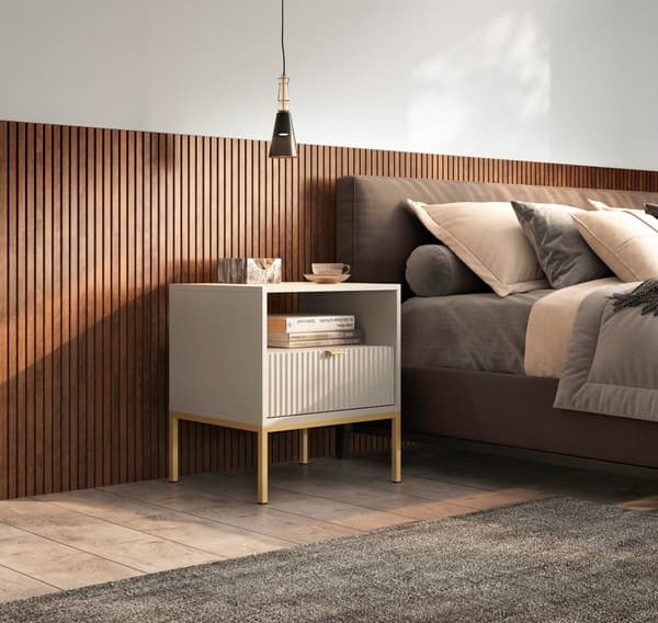 FURNLUX YÖPÖYTÄ AVON BEIGE & KULTA 54CM