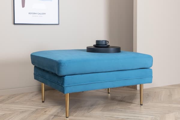 FURNLUX OTTOMAN BOM BLÅ & GULD 90CM